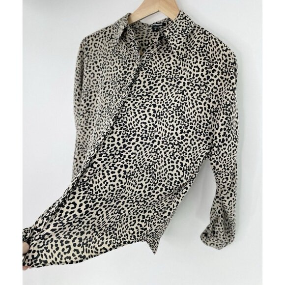 Express Women’s Button Front Cheetah Print Dolman Sleeve Blouse Size XS Boho Ofc - Picture 4 of 11